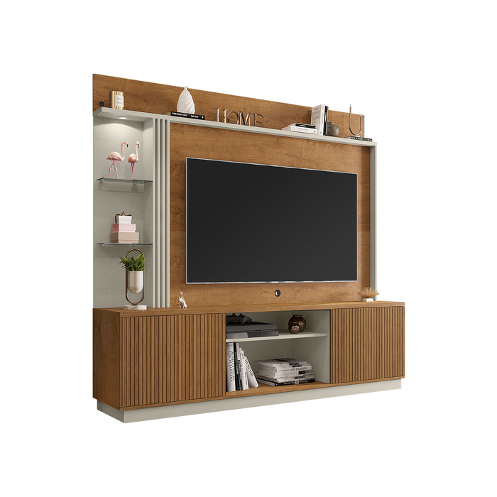 Estante para Tv Atlanta Hasta 65" Natural Blanco Invierno Ripado