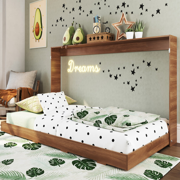 Cama Plegable Horizontal Phoenix Nogal 80x190