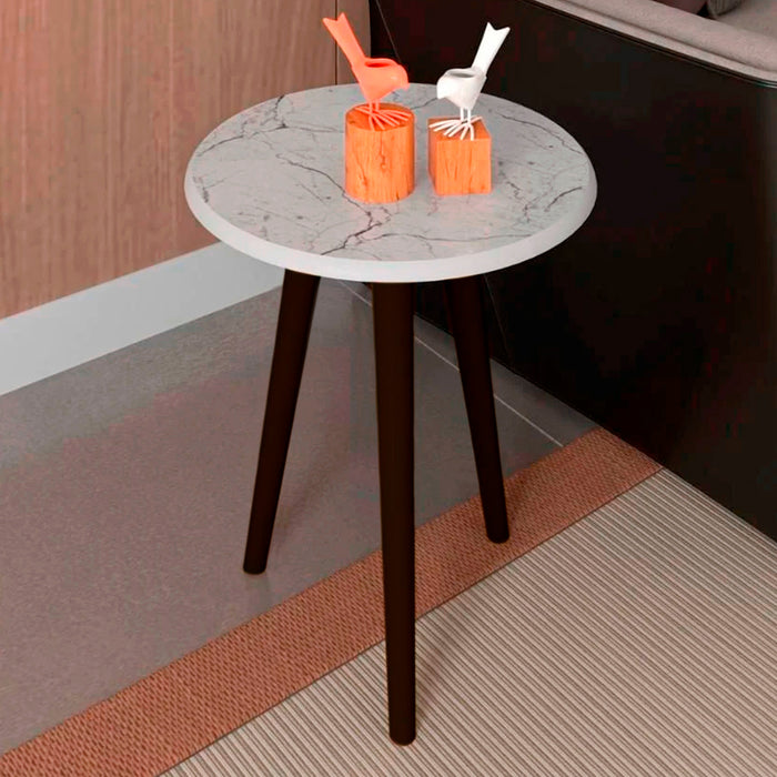 Mesa Lateral Brilhante Blanco Marmol