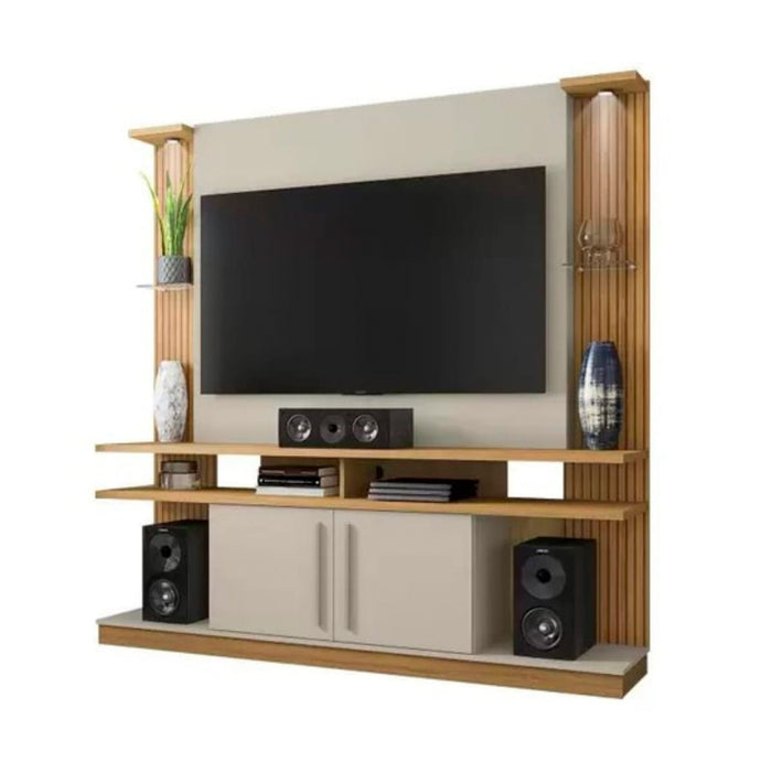 Estante para Tv York Hasta 55" Canela Blanco Invierno Ripado