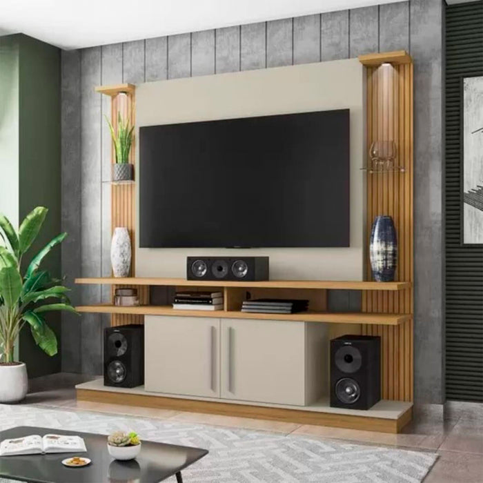 Estante para Tv York Hasta 55" Canela Blanco Invierno Ripado