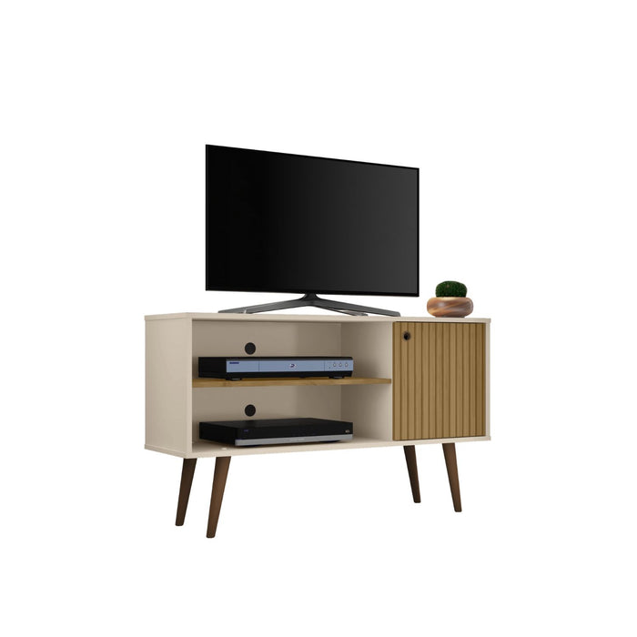 Rack para Tv Jade Hasta 42" Blanco Invierno Canela Ripado