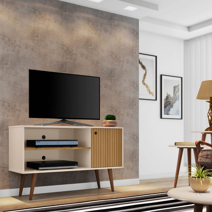 Rack para Tv Jade Hasta 42" Blanco Invierno Canela Ripado