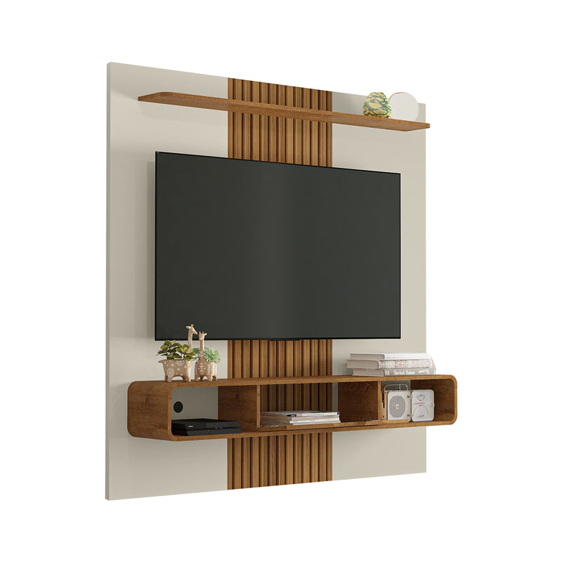 Rack para Tv Lisboa Hasta 65" Blanco Invierno Natural  Ripado